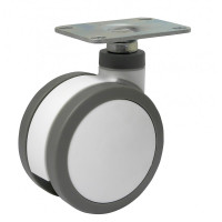 Koliesko otočné z polyamidu s polyuretánovou obručou kĺzne ložisko upínanie na platničke 54x41mm 75mm 60kg P324 PU-K75-DR