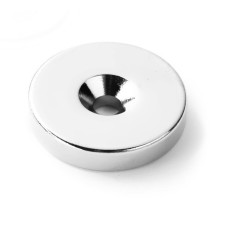 Magnet neodymový okrúhly s otvorom M4 25/9-4,5mm výška 5mm sila 8kg