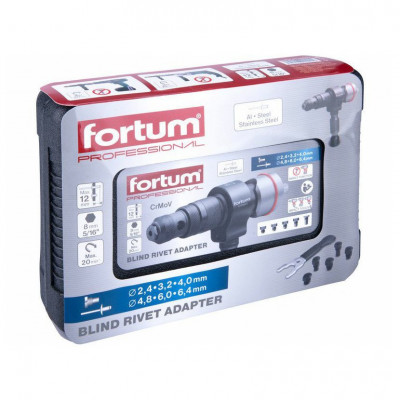 Nadstavec na nitovanie trhacích nitov 2,4-6,4mm pre aku skrutkovač s rukoväťou Fortum 4770654