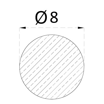 Gulatina nerezová priemer 8mm A2