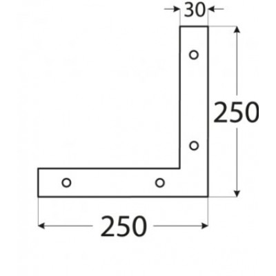 Uholník plochý 250x250x30x3mm NA3 Zn