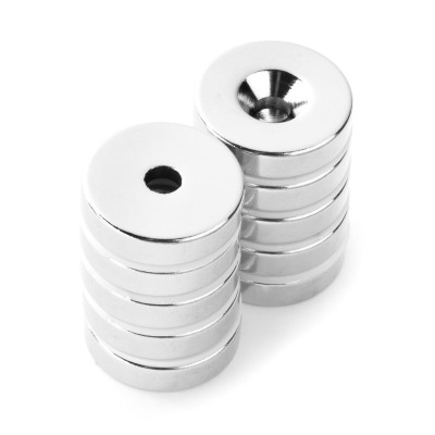 Magnet neodymový okrúhly s otvorom M4 18/9,5-4,5mm výška 4mm sila 4kg