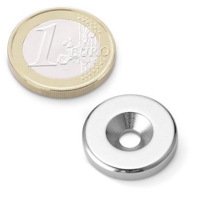 Magnet neodymový okrúhly s otvorom M4 20/9.5-4.5 výška 4mm sila 6,2kg