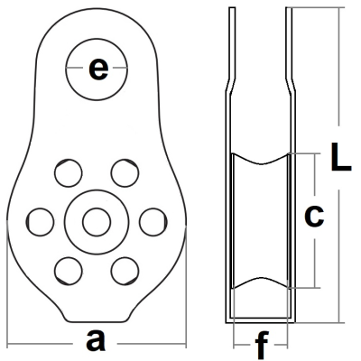 Bezpečnostná kladka 20KN L82xW45mm 14mm