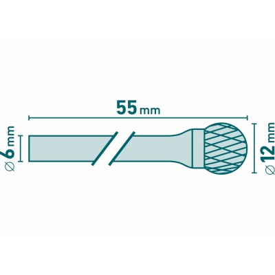 Fréza karbidová guľovitá 12mm Extol 8703735