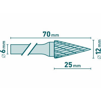 Fréza karbidová kónická špicatá 12mm Extol 8703795