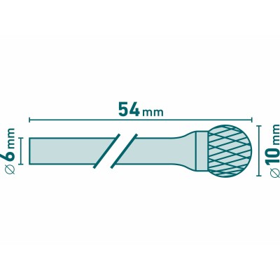 Fréza karbidová guľovitá 10mm Extol 8703734