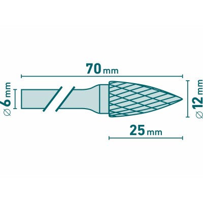 Fréza karbidová kovexná špicatá 12mm Extol 8703765