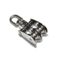 Kladka dvojitá celokovová s pohyblivým okom výkyvná 8/32mm nerezová AISI316 Kladka dvojitá celokovová s pohyblivým okom výkyvná 8/32mm nerezová AISI316