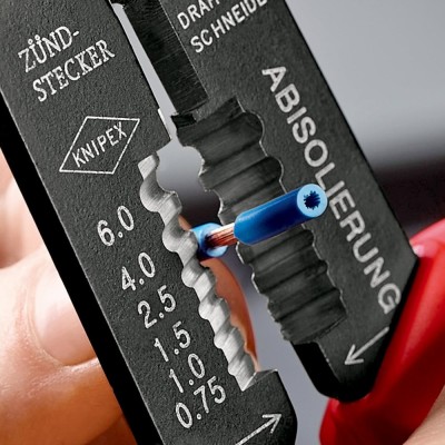 Kliešte odizolovacie a lisovacie na káblové konektory 240mm Knipex 9721215B