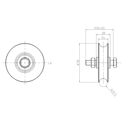 Koliesko vodiace s guličkovým ložiskom U profil 80mm