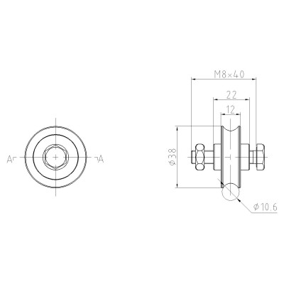 Koliesko vodiace s guličkovým ložiskom 40mm oska 12mm nosnosť 60kg