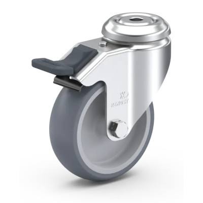 Koliesko otočné s brzdou s upínaním na stredový otvor 353F NOB-K080 10mm 90kg