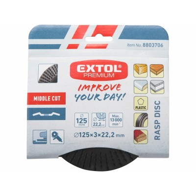 Kotúč brúsny na drevo 125x3x22,2mm Extol Premium
