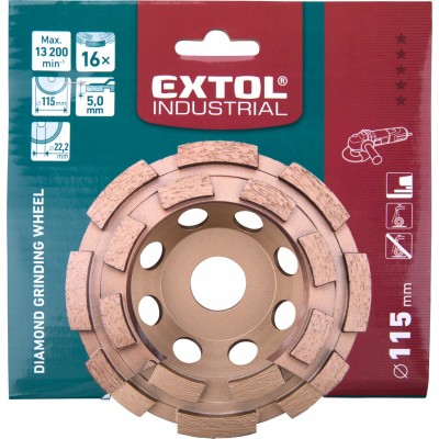 Kotúč brúsny diamantový dvojradový pozdĺžne lamely 115mm Extol Industrial