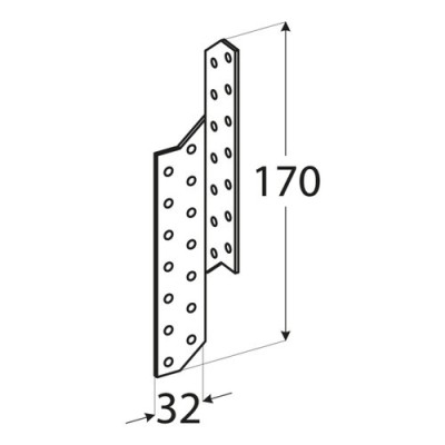 Kotva väznice ľavá 170x32x2mm LK1 Zn
