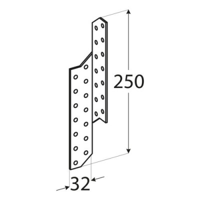 Kotva väznice ľavá 250x32x2,0mm LK5 Zn
