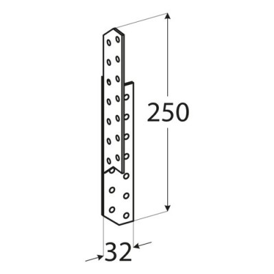 Kotva väznice pravá 250x32x2,0mm LK6 Zn