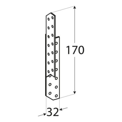 Kotva väznice pravá 170x32x2mm LK2 Zn