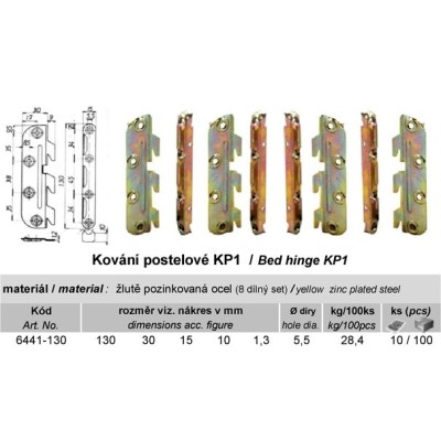 Kovanie posteľové KP1 130mm 8-dielna sada