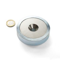 Magnet neodymový okrúhly s otvorom priemer 8cm M10 výška 18mm sila 250kg