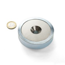 Magnet neodymový okrúhly s otvorom priemer 8cm M10 výška 18mm sila 250kg