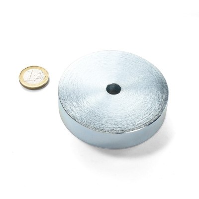 Magnet neodymový okrúhly s otvorom priemer 8cm M10 výška 18mm sila 250kg
