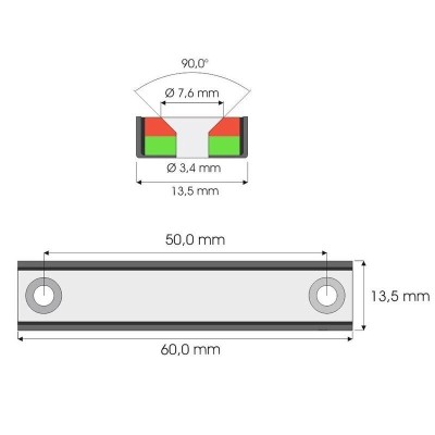 Magnet neodymový obdlžníkový s dvomi otvormi M3 60x13,5x5mm sila 30kg