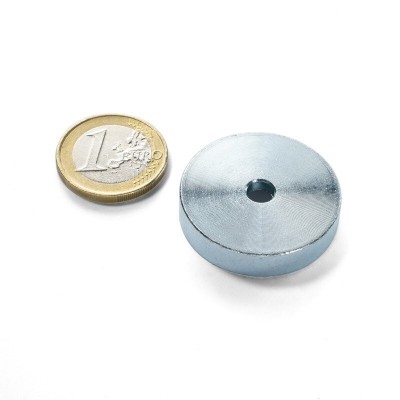 Magnet neodymový okrúhly s otvorom M5 priemer 32mm výška 7mm sila 40kg
