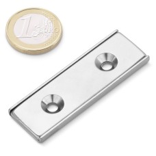 Magnet neodymový obdlžníkový s dvomi otvormi M4 60x20x4mm sila 29kg