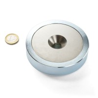 Magnet neodymový okrúhly s otvorom priemer 10cm M10 výška 18mm sila 460kg