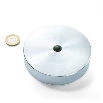 Magnet neodymový okrúhly s otvorom priemer 10cm M10 výška 18mm sila 460kg