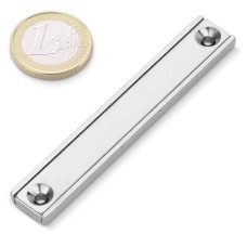 Magnet neodymový obdlžníkový s dovmi otvormi M3 80x13,5x5mm sila 33kg