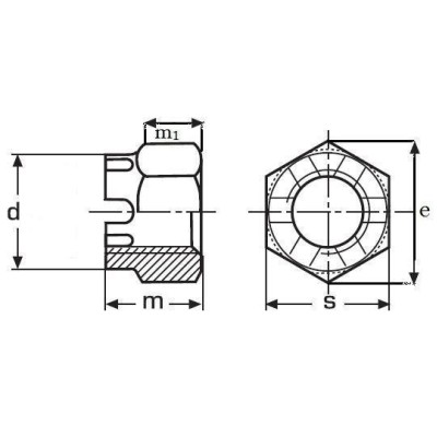 Matica korunková M10x1,0 DIN935 Zn