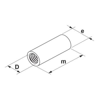 Matica predlžovacia okrúhla M20x50x25 Zn