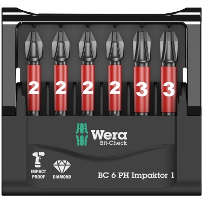 Sada bitov Bit-Check 6 PH Impaktor 1 6-dielna Wera 057691