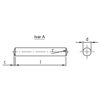 Kolík valcový M6x8 DIN7A A4