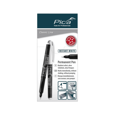 Značkovač pernamentný biely tenký okrúhly hrot 1-2mm vodeodolný Classic Pica