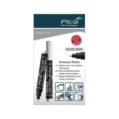 Značkovač pernamentný biely okrúhly hrot 1-4mm vodeodolný Classic Pica