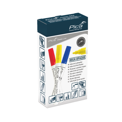 Značkovač pernamentný lakový biely okrúhly hrot 2-4mm vodeodolný Industry Pica