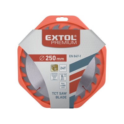 Pílový kotúč na drevo s SK plátkami 250x2,2x30mm 24-zubov Extrol Premium 