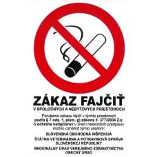 Samolepka Zákaz fajčiť v spoločných a nebytových priestoroch 140x90mm