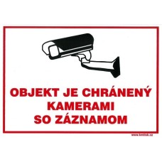 Tabuľka plastová Objekt je chránený kamerami so záznamom 150x210mm