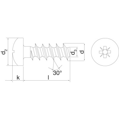 Skrutka do termoplastu 2,5x6 Zn