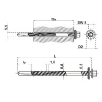 Samorezná skrutka do sendviča 5,5x110 DC12mm Samorezná skrutka do sendviča 5,5x110 DC12mm