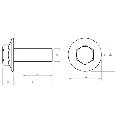 Skrutka 6 hranná s límcom 8.8 M12x50 DIN6921 Zn