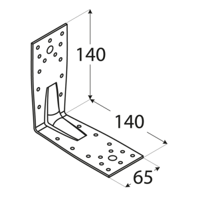 Uholník s prelisom 140x140x65x2,5mm KP5 Zn