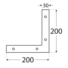Uholník plochý 200x200x30x3mm NA2 Uholník plochý 200x200x30x3mm NA2
