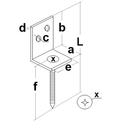 Uholník plotový s vrutom 36x30mm Zn