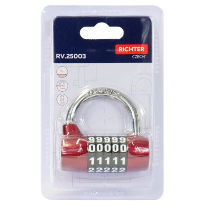 Visiaci zámok na kód RV.25003 červený Richter